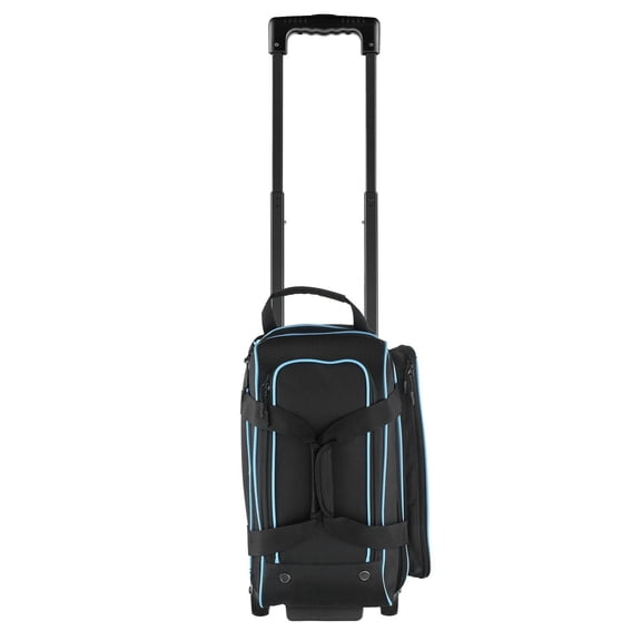 2 Ball Bowling Bag with Wheels, Double Roller Bowling Bag with Shoe Compartment, Heavy-Duty 600D Oxford Fabric, Smooth Rolling Design with Telescoping Handle & Accessory Pockets for Bowlers