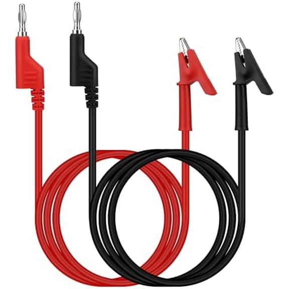 2- Banana Plug to  Clip Test Leads, 1000V 15A 3.5ft/1M Multimeter Electrical  Clips, Flexible Copper  Banana Plug, Electrical Wires with Gator Clips