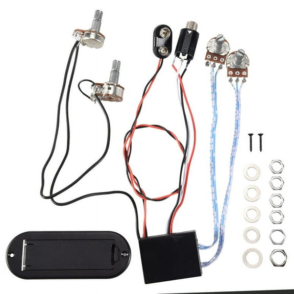 2 Band Active Guitar EQ Equalizer Preamp Circuit Pickup Black