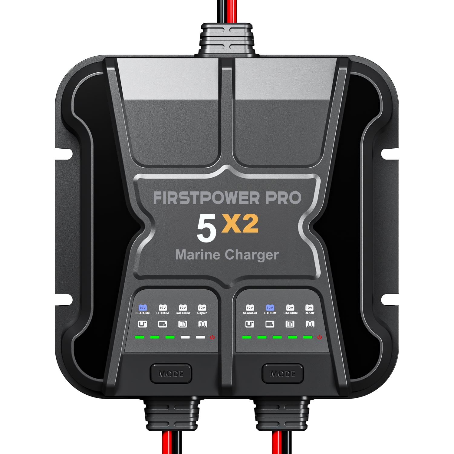2 Bank Marine Battery Charger 5X2, 10A (5A/Bank) 12V Onboard Maintainer & Desulfator for SLA/AGM, Lithium  Calcium Battery