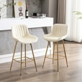 thumbnail image 1 of 2 Bar Stools, 26 Inch, Cream Velvet Fabric Counter Stool With Golden Leg And Footrest, Of Inch &, 1 of 7