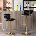 thumbnail image 1 of 2 Bar Stools, Black Velvet With Golden Legs, Swivel And Adjustable Height, Footrest Base Included Upholstery, Height Adjustable, &, 1 of 7