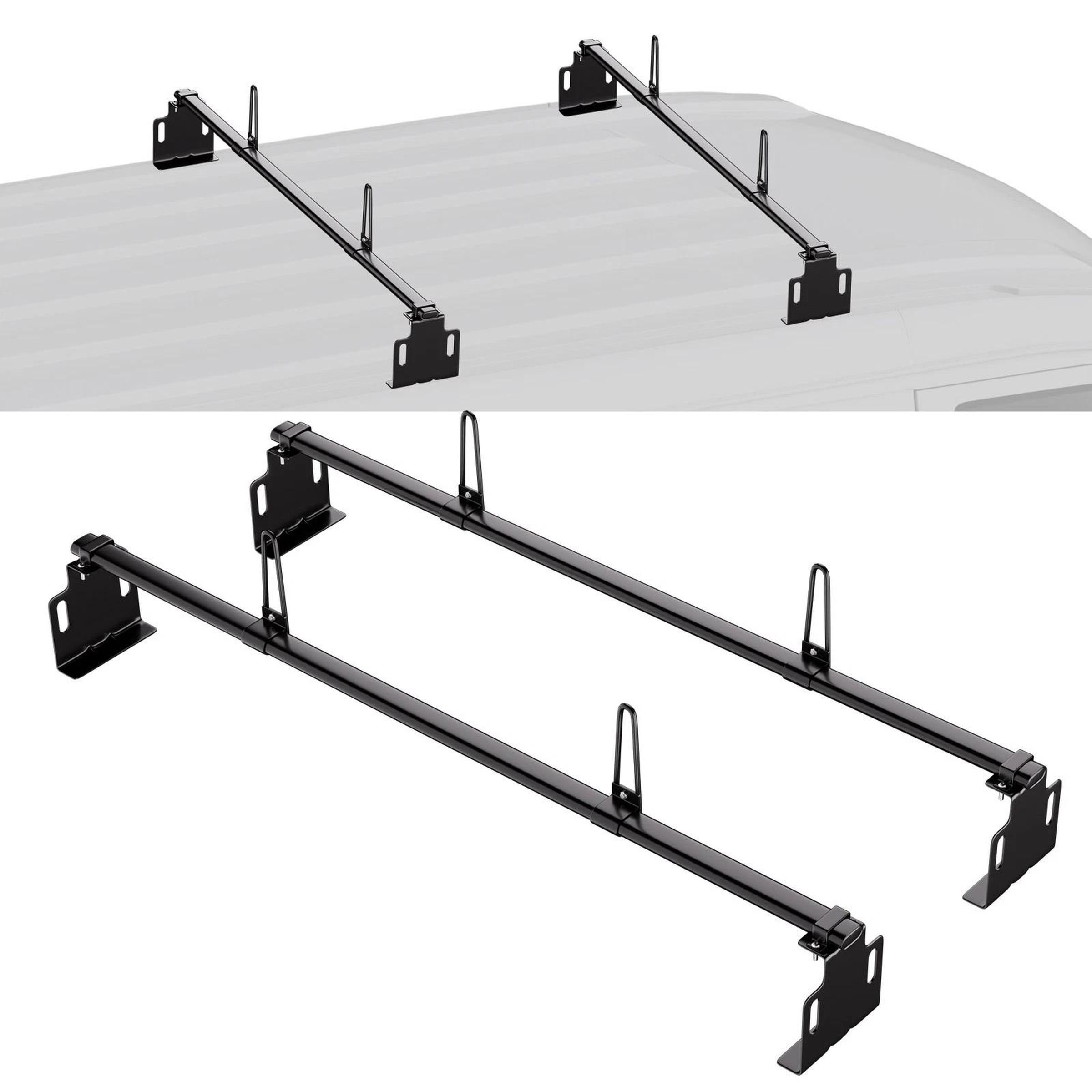 2 Bars 60'' Universal Van Roof Ladder Rack for Truck Pickup Roofs ...