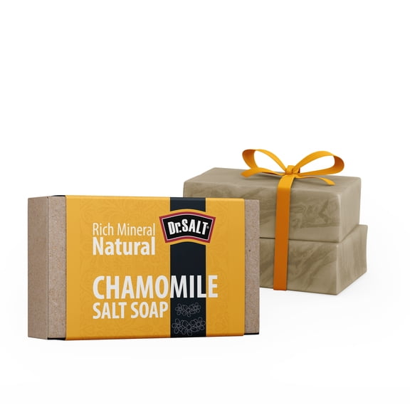 2 Bars Dr.Salt Rich Mineral Natural Chamomile Salt Soap Glowing Smooth Healthy Skin, Clear Acne, Eliminate Pimples