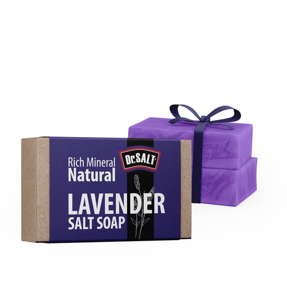 2 Bars Dr.Salt Rich Mineral Natural Lavender Salt Soap Calming Effect, Regenerate Cells, Sleep Help, Reduce Depression