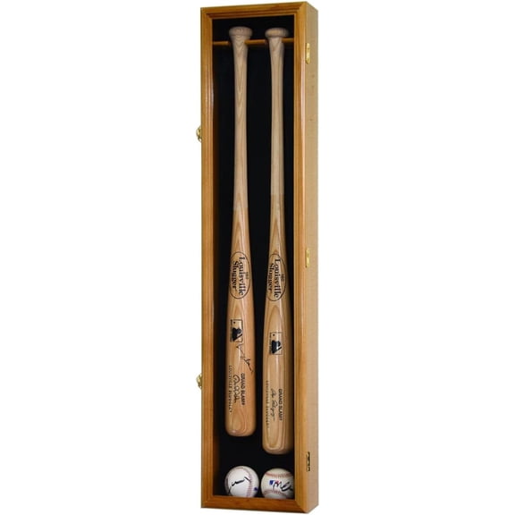 2 Baseball & Bat Display Case Cabinet Wall Mount Holder Rack