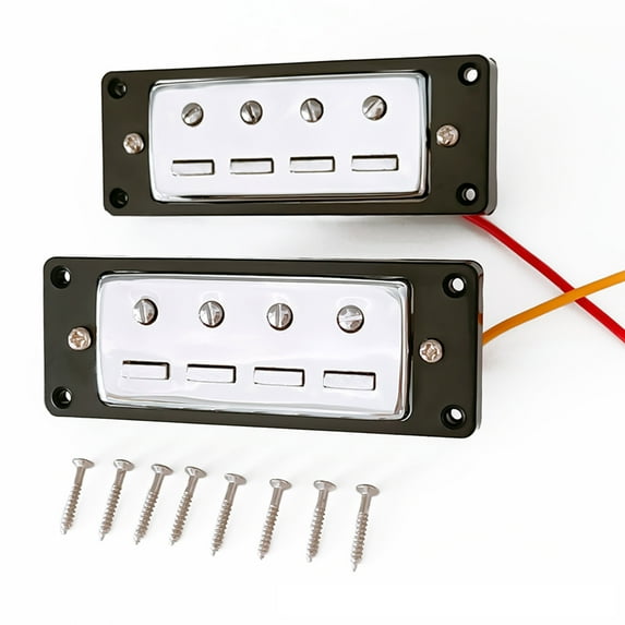 2* Bass Guitar Pickups, 4-String Electric Bass Mini Humbucking Bridge Pickup&Neck with Screws Kit Replacement