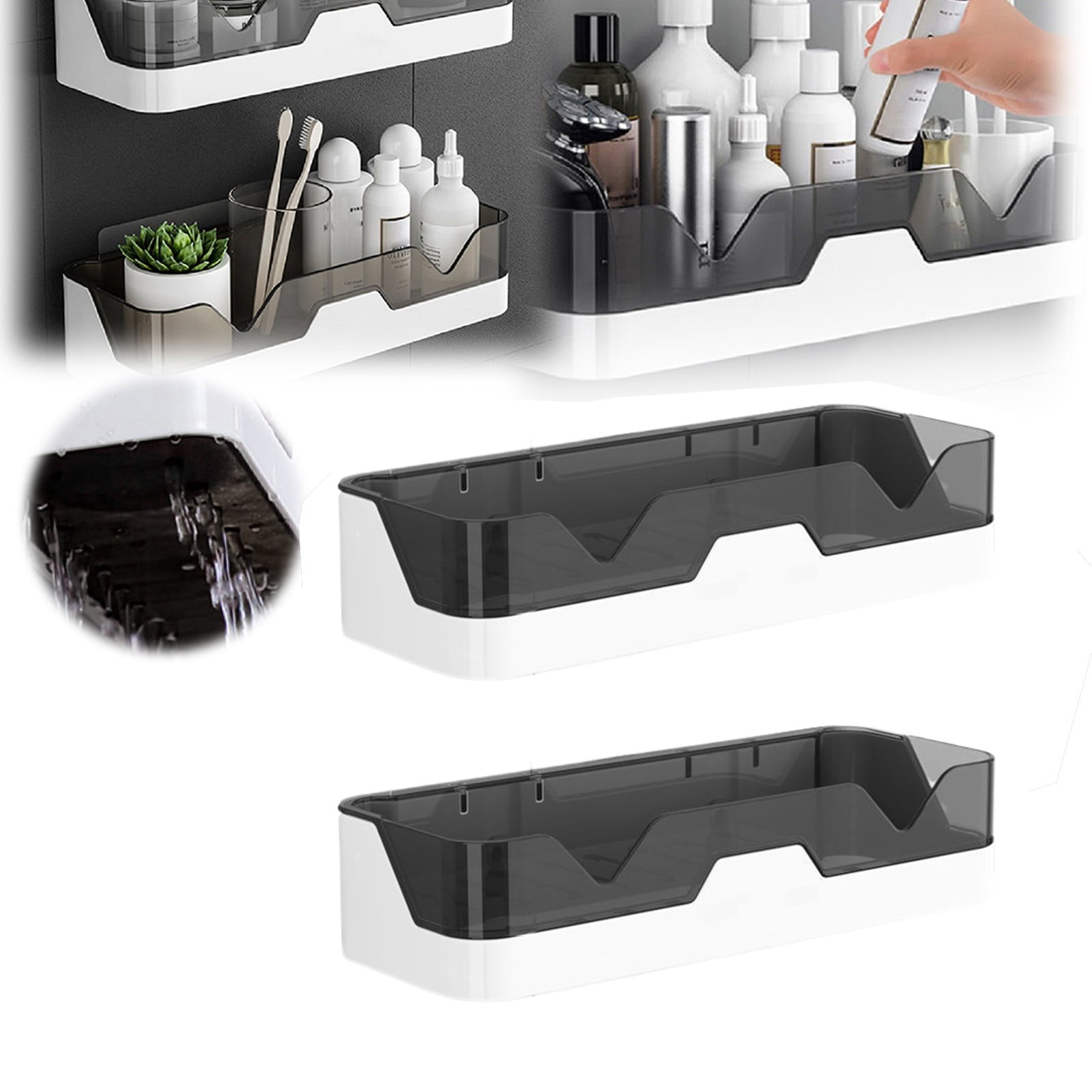 2*Bathroom Storage Rack, 2Pc Adhesive Wall Mounted Corner Shower Caddy