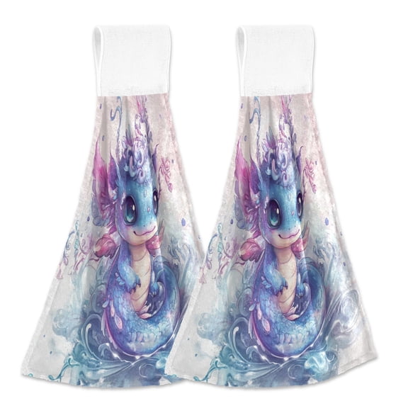 2 Bathroom Towels Kitchen Towels 18.2x14In Velcro Hand Wipes Dish Cloths & Dish Towels Washroom Towels Face Towel Hand Wipes A Cartoon Blue Dragon