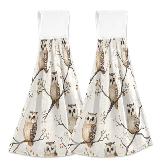 2 Bathroom Towels Kitchen Towels 18.2x14In Velcro Hand Wipes Dish Cloths & Dish Towels Washroom Towels Face Towel Hand Wipes Beautiful Brown Cartoon Owl
