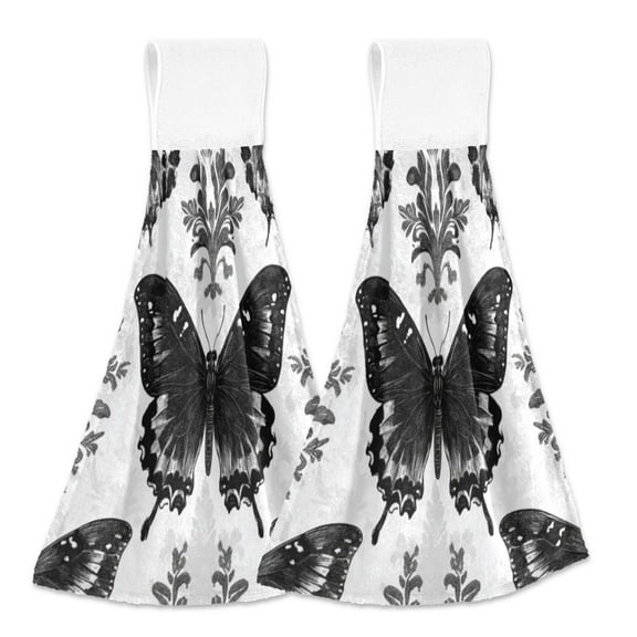 2 Bathroom Towels Kitchen Towels 18.2x14In Velcro Hand Wipes Dish Cloths & Dish Towels Washroom Towels Face Towel Hand Wipes Black Beautiful Butterfly