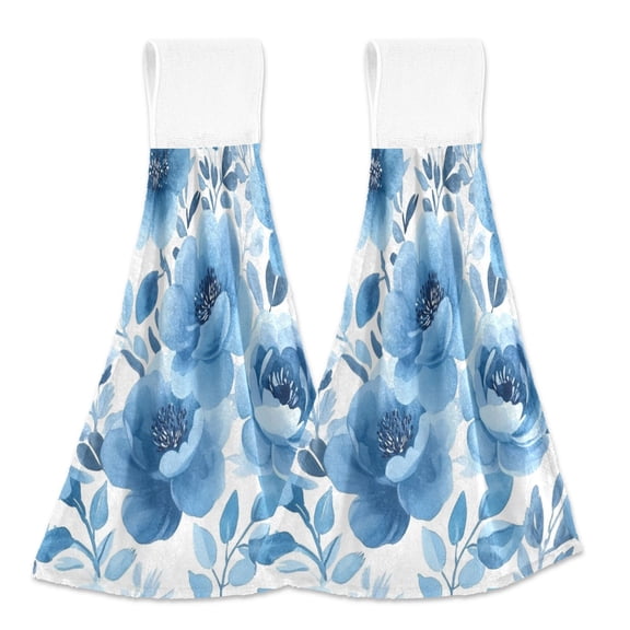 2 Bathroom Towels Kitchen Towels 18.2x14In Velcro Hand Wipes Dish Cloths & Dish Towels Washroom Towels Face Towel Hand Wipes Cartoon Blue Flower