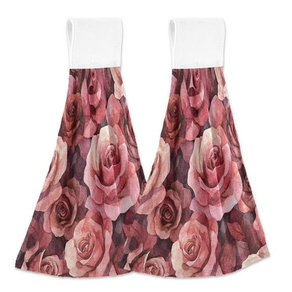 2 Bathroom Towels Kitchen Towels 18.2x14In Velcro Hand Wipes Dish Cloths & Dish Towels Washroom Towels Face Towel Hand Wipes Cartoon Maroon Roses