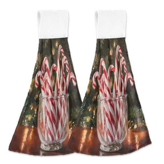 2 Bathroom Towels Kitchen Towels 18.2x14In Velcro Hand Wipes Dish Cloths & Dish Towels Washroom Towels Face Towel Hand Wipes Christmas Candy Pictures
