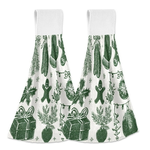 2 Bathroom Towels Kitchen Towels 18.2x14In Velcro Hand Wipes Dish Cloths & Dish Towels Washroom Towels Face Towel Hand Wipes Christmas Gingerbread Man Cute