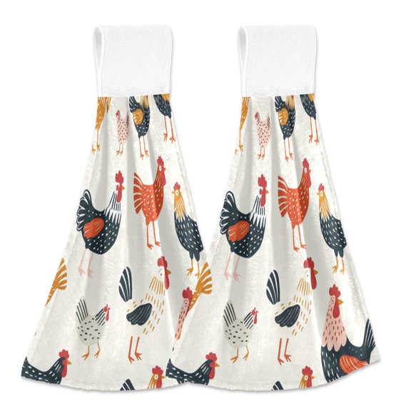 2 Bathroom Towels Kitchen Towels 18.2x14In Velcro Hand Wipes Dish Cloths & Dish Towels Washroom Towels Face Towel Hand Wipes Colorful Chicken