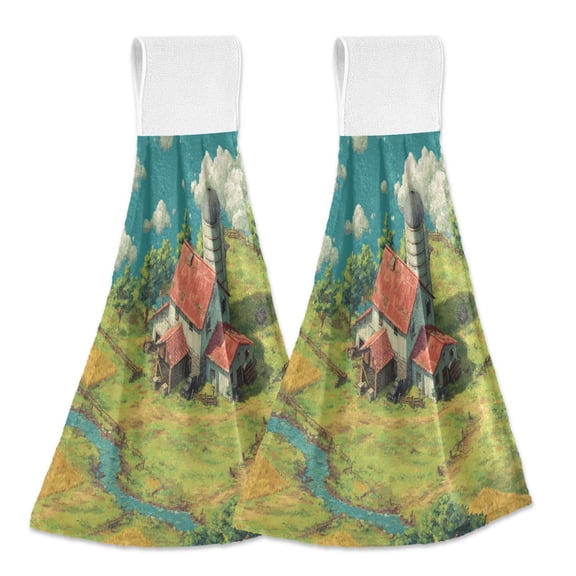 2 Bathroom Towels Kitchen Towels 18.2x14In Velcro Hand Wipes Dish Cloths & Dish Towels Washroom Towels Face Towel Hand Wipes Cute Farm