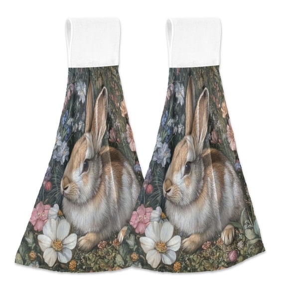 2 Bathroom Towels Kitchen Towels 18.2x14In Velcro Hand Wipes Dish Cloths & Dish Towels Washroom Towels Face Towel Hand Wipes Garden Cute Gray Rabbit