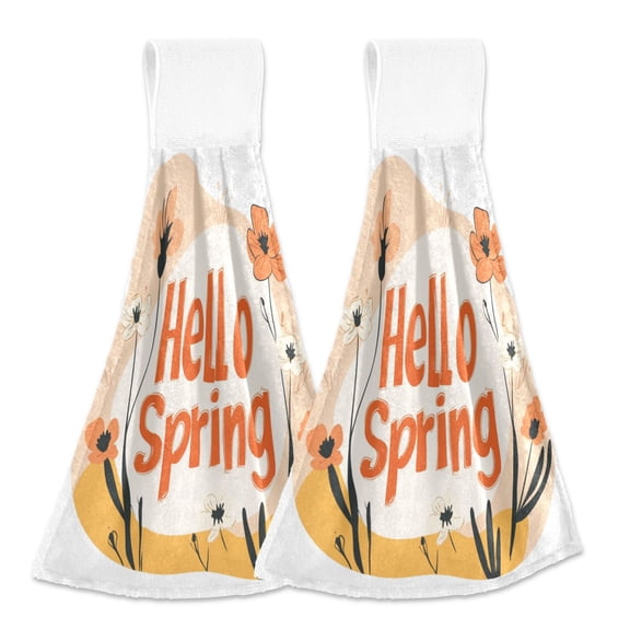 2 Bathroom Towels Kitchen Towels 18.2x14In Velcro Hand Wipes Dish Cloths & Dish Towels Washroom Towels Face Towel Hand Wipes Hello Spring Pattern