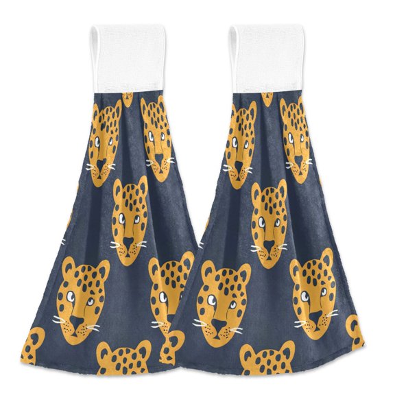 2 Bathroom Towels Kitchen Towels 18.2x14In Velcro Hand Wipes Dish Cloths & Dish Towels Washroom Towels Face Towel Hand Wipes Leopard