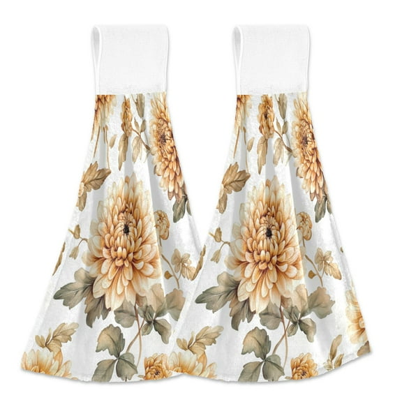 2 Bathroom Towels Kitchen Towels 18.2x14In Velcro Hand Wipes Dish Cloths & Dish Towels Washroom Towels Face Towel Hand Wipes Maroon Chrysanthemums