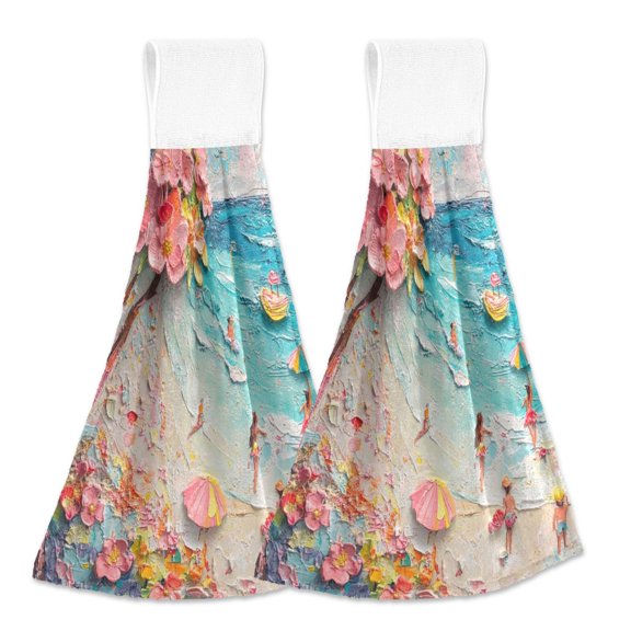2 Bathroom Towels Kitchen Towels 18.2x14In Velcro Hand Wipes Dish Cloths & Dish Towels Washroom Towels Face Towel Hand Wipes Picturesque Spring Sea