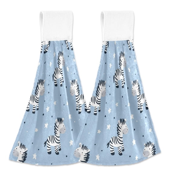 2 Bathroom Towels Kitchen Towels 18.2x14In Velcro Hand Wipes Dish Cloths & Dish Towels Washroom Towels Face Towel Hand Wipes Super Cute Cartoon Zebra