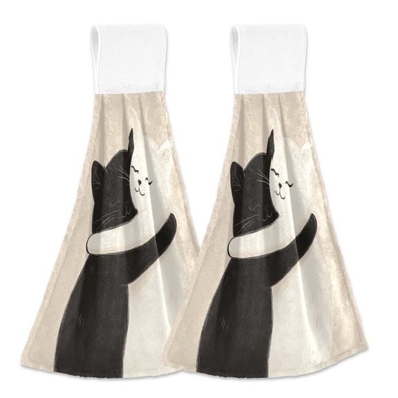 2 Bathroom Towels Kitchen Towels 18.2x14In Velcro Hand Wipes Dish Cloths & Dish Towels Washroom Towels Face Towel Hand Wipes Two Cats Hugging