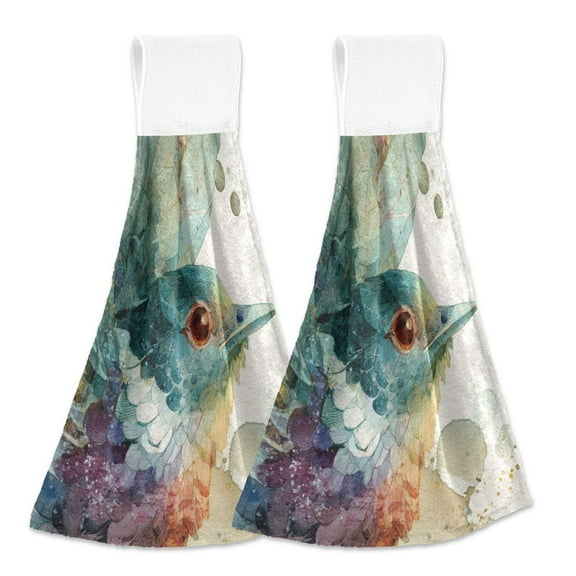 2 Bathroom Towels Kitchen Towels 18.2x14In Velcro Hand Wipes Dish Cloths & Dish Towels Washroom Towels Face Towel Hand Wipes Watercolor Blue Bird