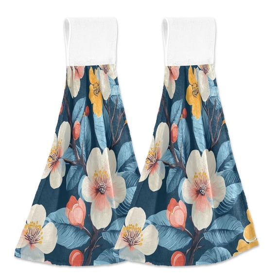 2 Bathroom Towels Kitchen Towels 18.2x14In Velcro Hand Wipes Dish Cloths & Dish Towels Washroom Towels Face Towel Hand Wipes White Flowers Beautiful