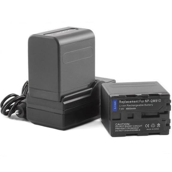 2 Battery + Charger for Sony NP-QM91D HVR-A1 DCR-HC14 DCR-HC14E HDR-HC1 NP-FM50 DCR-TRV14 DCR-TRV255