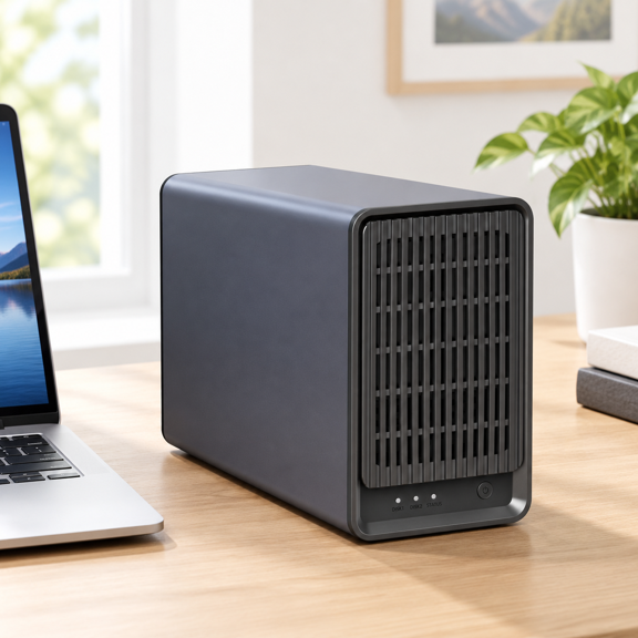 2-Bay Desktop Network-Attached Storage Server, Black, Diskless for Home Personal Storage
