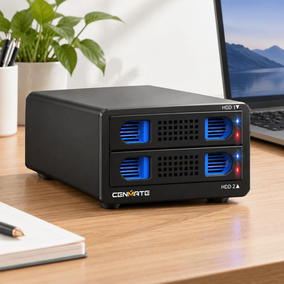 2 Bay Hard Drive RAID Enclosure with ASM-5G Chip, Aluminum Alloy, USB 3.0, Tool-Free for 2.5/3.5 Inch HDD/SSD