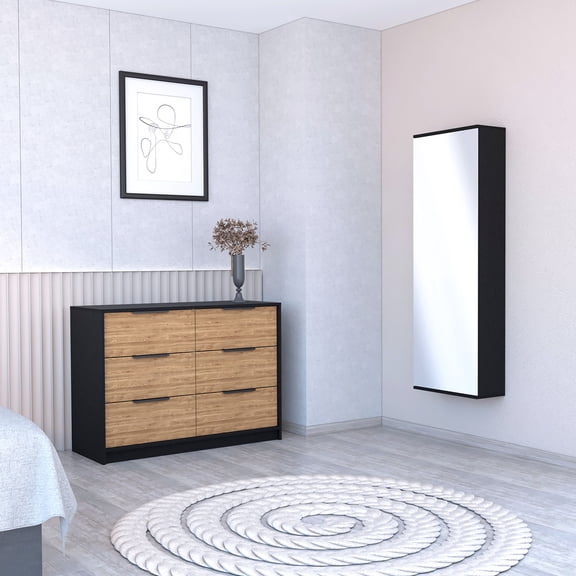 2 Bedroom Arrangement: Shoe Rack & Dresser. Black With Mirror And Pine. Maximize Your Bedroom's Style Function Furniture By : Dresser . Black, Mirror, Enhance Storage