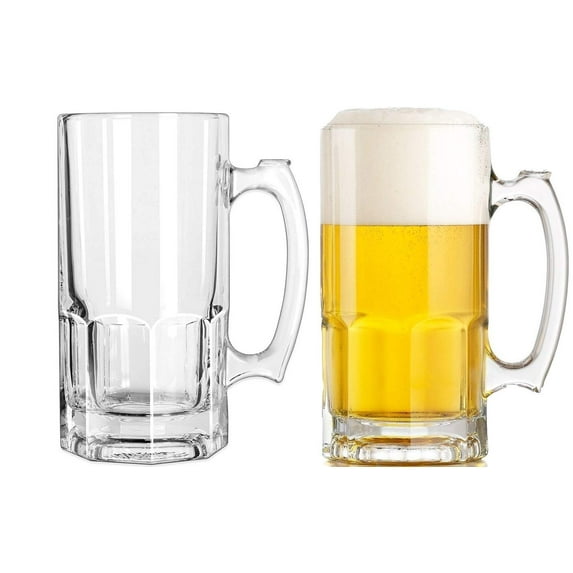2 Beer Mugs Made in Mexico Mexican Jarro de Cerveza Vidrio Glass Super Jarro 1-Liter Tarro Cervecero
