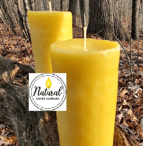 2 Beeswax Pillar Candles 5" Long 2.3" in Diameter. Pure Michigan 100