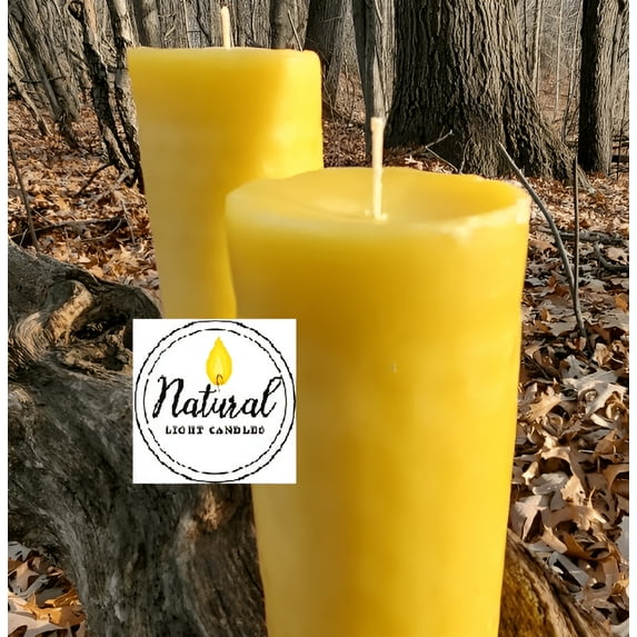 2 Beeswax Pillar Candles 5" Long 2.3" in Diameter. Pure Michigan 100% Beeswax 60 Hours Burning time Each. Hypoallergenic Candles