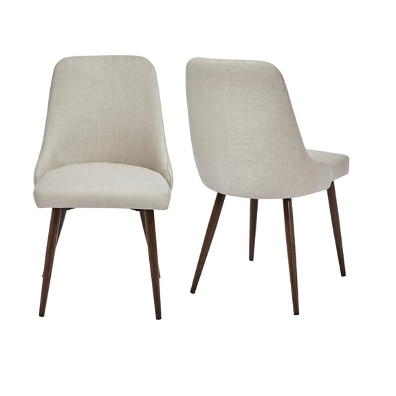 2 Beige Dining Chairs - Modern Upholstery With Curved Back And Metal Legs ( Of 2), Wing Style Scratch