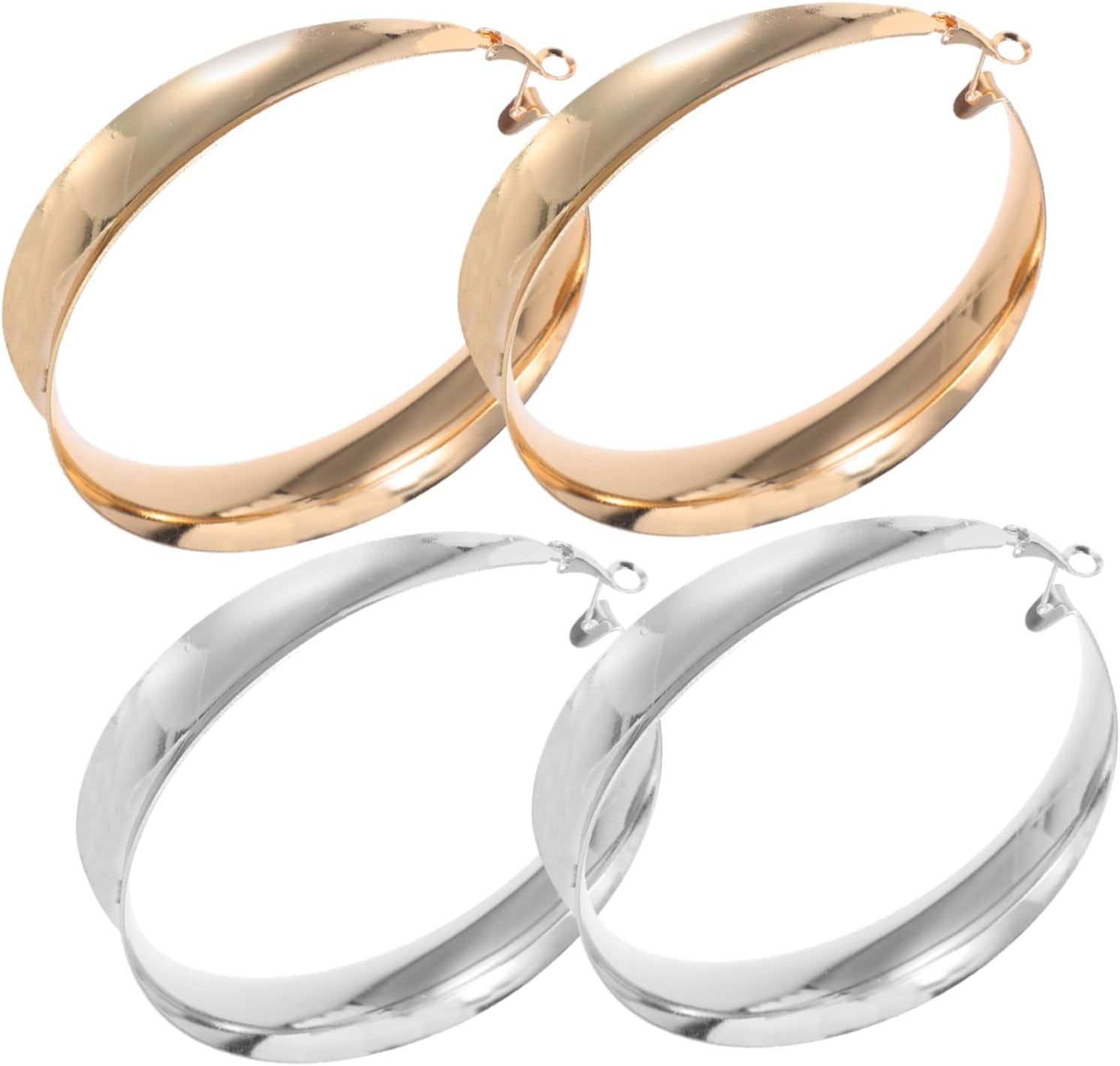 2 Best Pairs Bold Hoop Earrings for Women Exaggerated Geometric Design Lightweight Permanent for Fashion Shows Office Wear and Special Occasions[n705]