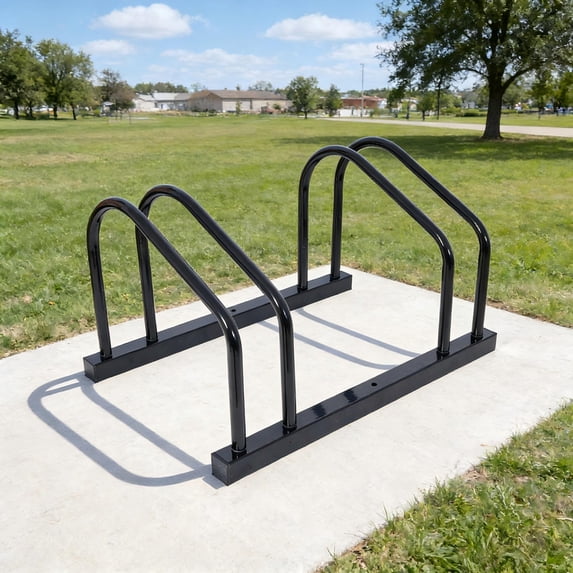 2-Bike Floor Stand, Garage Bike Parking Rack Indoor & Outdoor Storage for 22-28 Inch Wheels, Max Tire Width 2.15", Black Coated