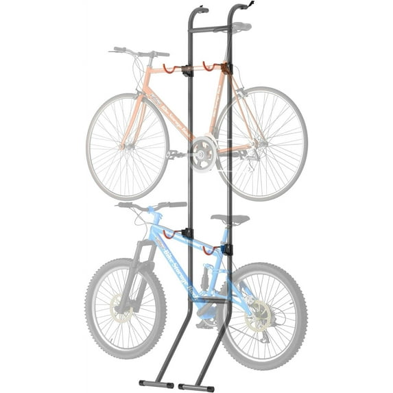 2 Bike Rack, Bicycle Rack, Bike Storage Rack for Garage, Gravity Bike Stand, Indoor Bike Organizer, Floor Vertical Bicycle Holder, Adjustable Wall Mount Cycle Hanger for Road Mountain Bikes