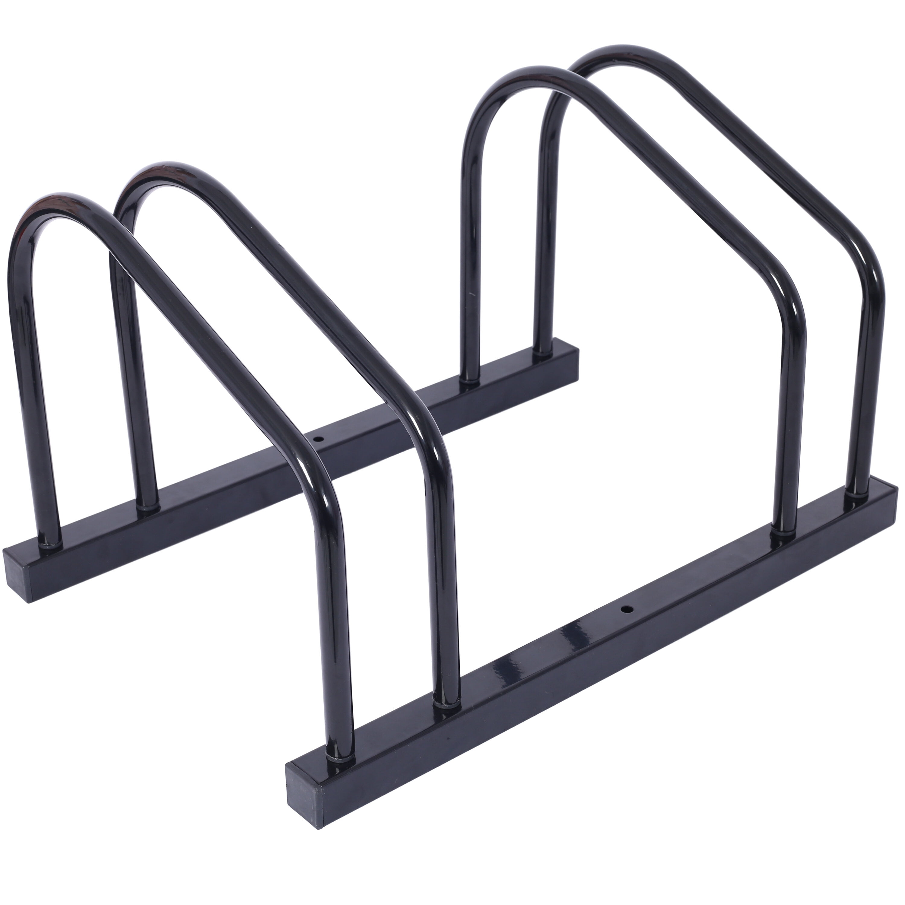 , 2 Bikes Floor Bike Stand, Bike Parking Rack Garage Bike Storage Stand Indoor/Outdoor 22-28" Wheel Stand, Max. Tire Width 2.15",black painted, Black ,Steel ,