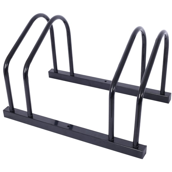 2 Bikes Floor Bike Stand, Bike Parking Rack Garage Bike Storage Stand Indoor/Outdoor 22-28" Wheel Stand, Max. Tire Width 2.15",black painted,