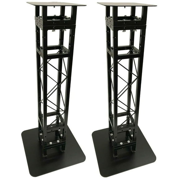 (2) Black 4 ft. DJ Lighting Square Truss Light Weight Dual Totem System