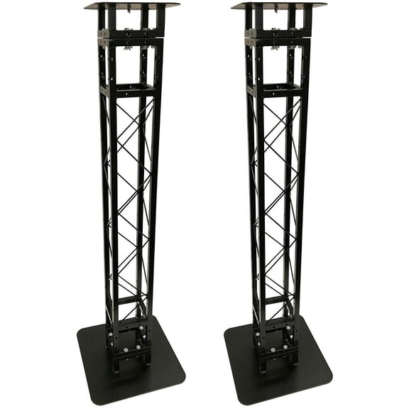 (2) Black 5.7 ft DJ Lighting Square Truss Light Weight Dual Totem System