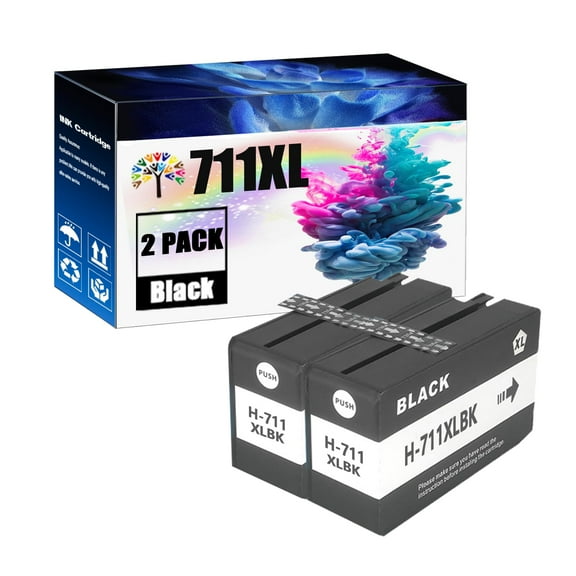 2 Black 711XL Ink Cartridges Replacement for HP 711 711XL Ink Cartridge Compatible for Designjet T120 24-in T120 610 T520 24-in T520 36-in T520 610 T520 914 Printers