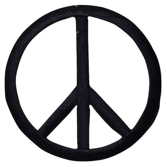 2" Black Peace Sign - Iron on Applique/Embroidered Patch