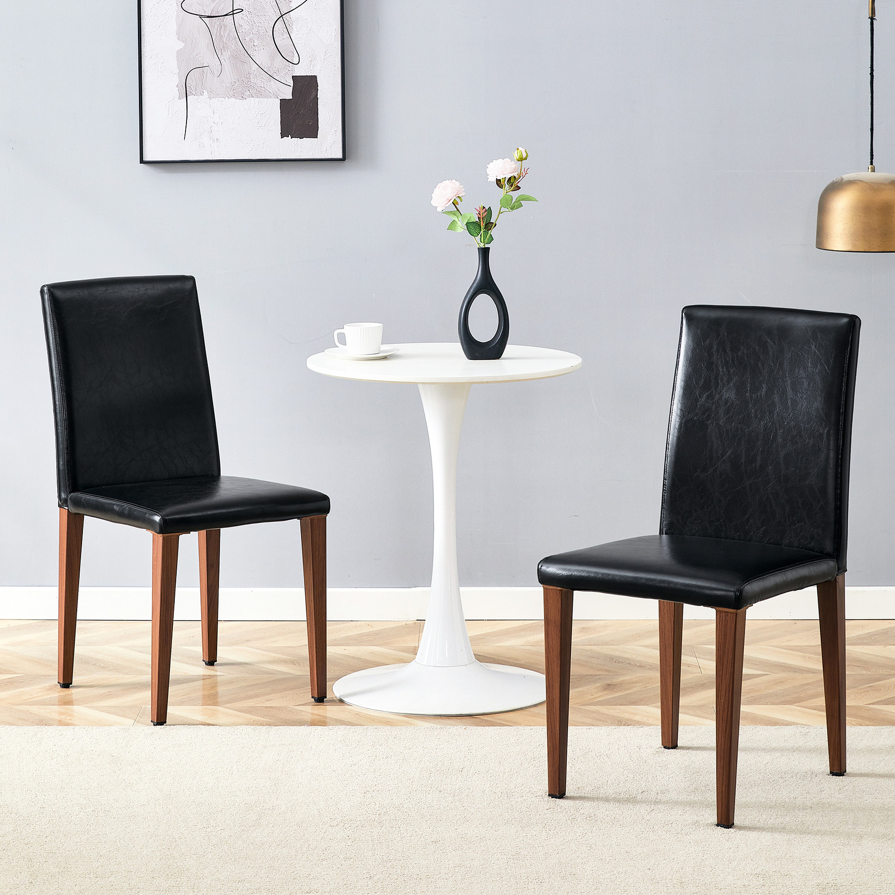2 Black Pu Dining Chair - Fashionable & Functional. 16