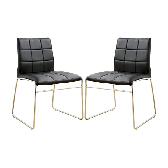 2 Black Side Chairs | Complete Dining Look, Comfortable Seating | Leatherette Upholstery, Chrome Accents | Fix Unattractive Dining Chair
