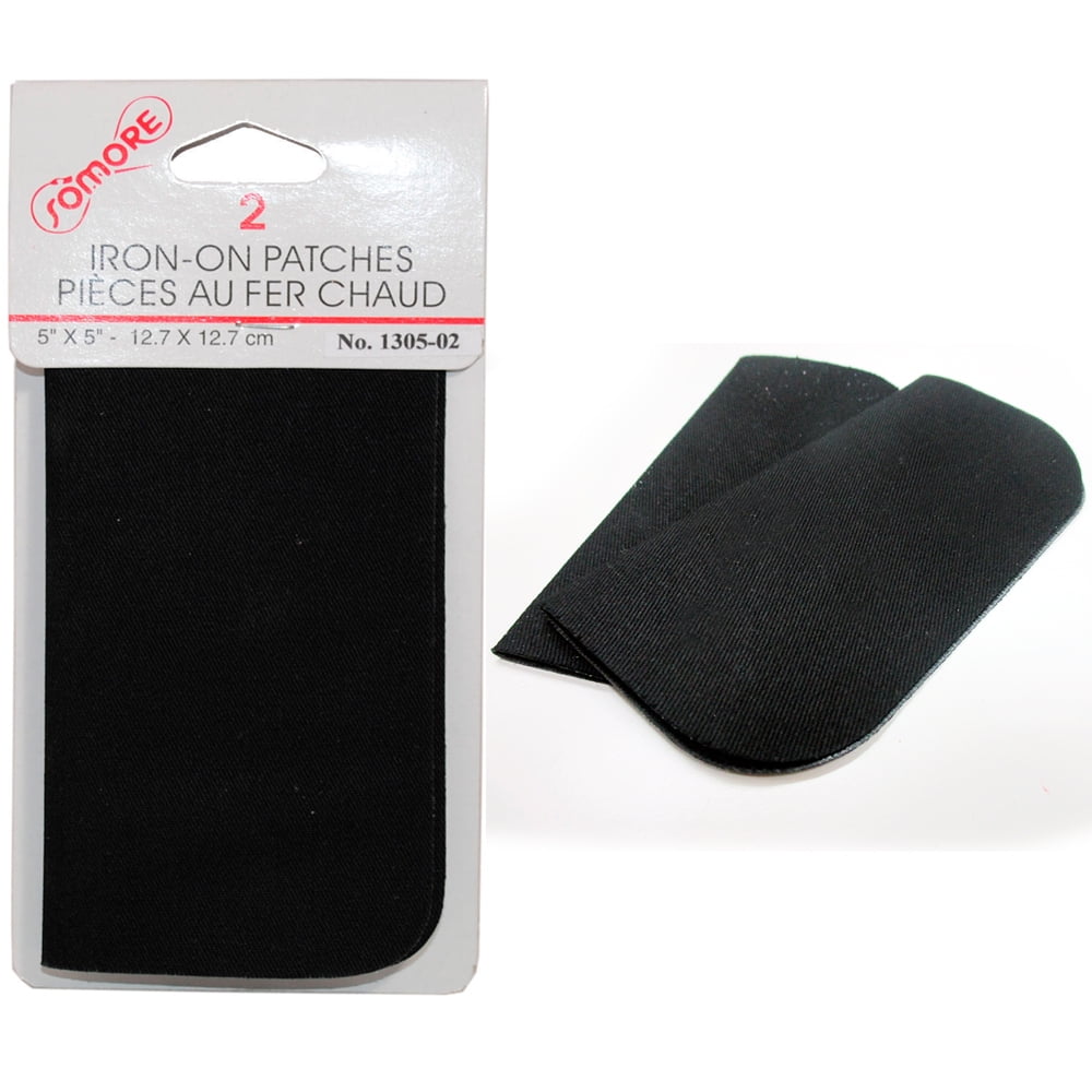 2 Black Somore Iron On Denim Patches Jean Repair Mend Fabric Ironon  Applique 5X5 